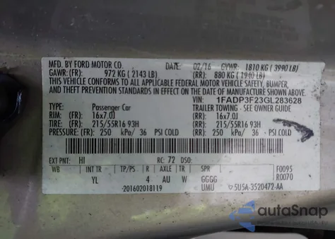 2016 Ford Focus Se from USA, damaged, VIN 1FADP3F23GL283628